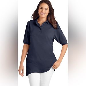 Woman Within Women's Plus Size Elbow-Sleeve Polo Shirt